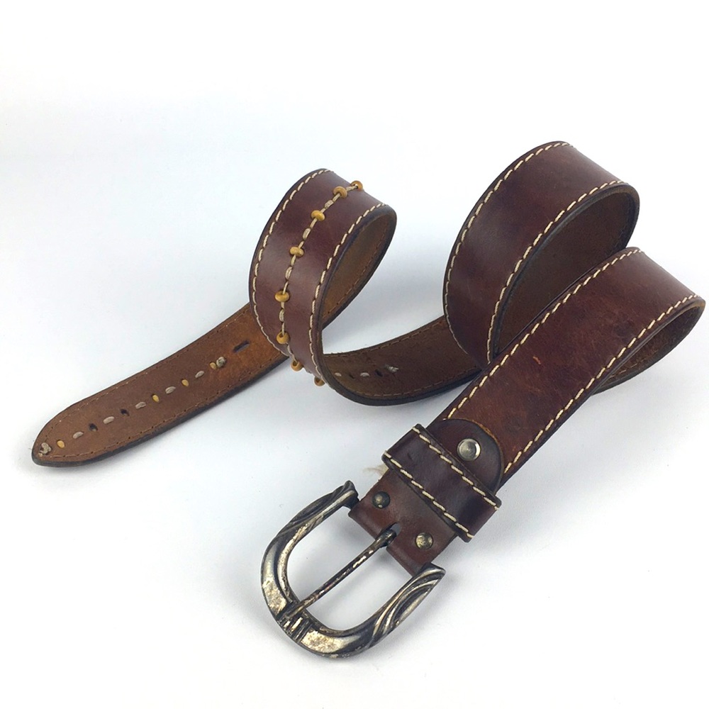 Unbranded Leather Belt Silver Buckle 32-36”